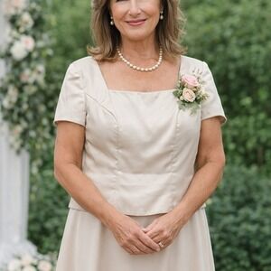 Vtg Bill Levkoff Evening Maxi Skirt Set Womens 14 Satin Chiffon Flowy Wedding